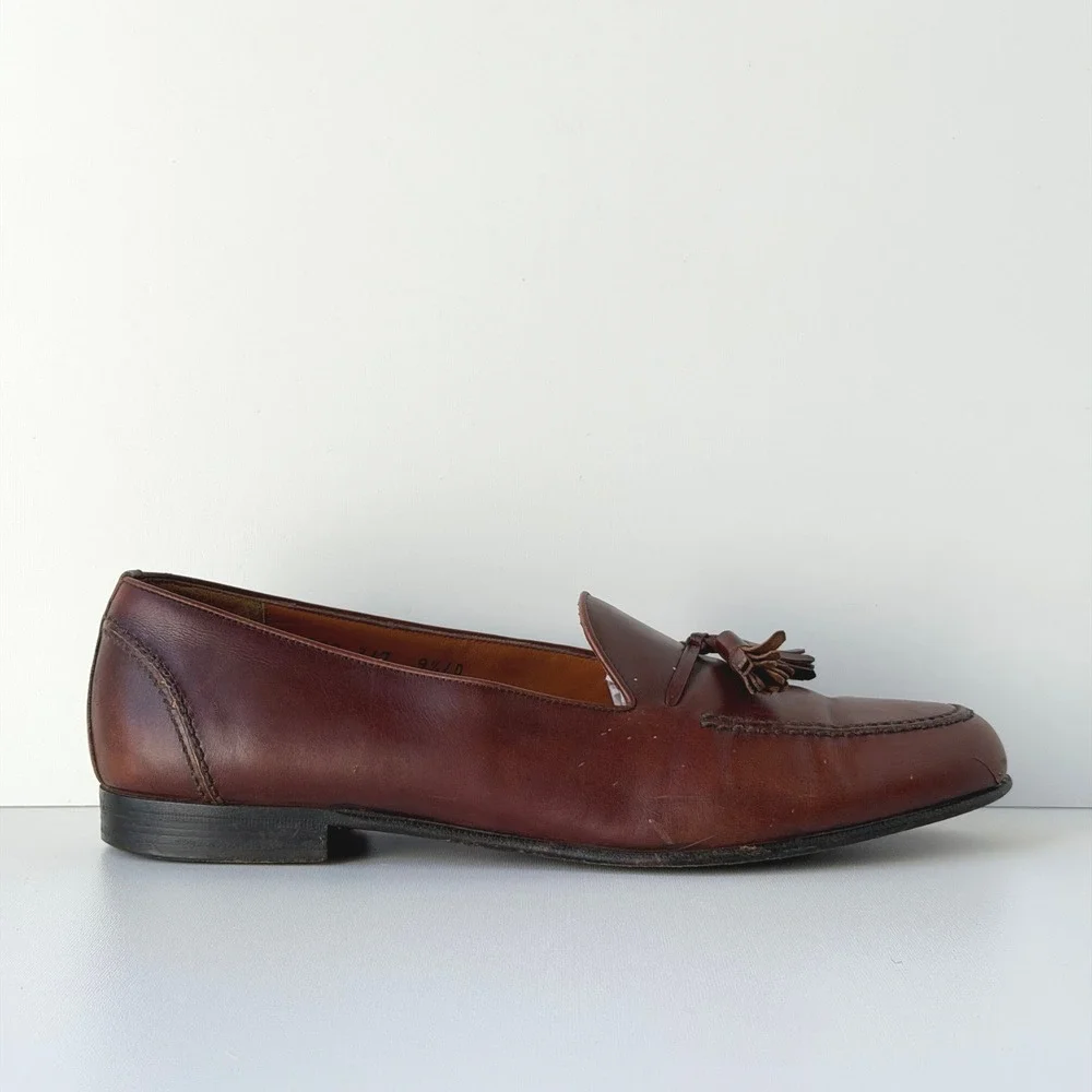 Vintage Salvatore Ferragamo Tassel Loafers Mens 9.5 D Brown Leather Dress Shoes
